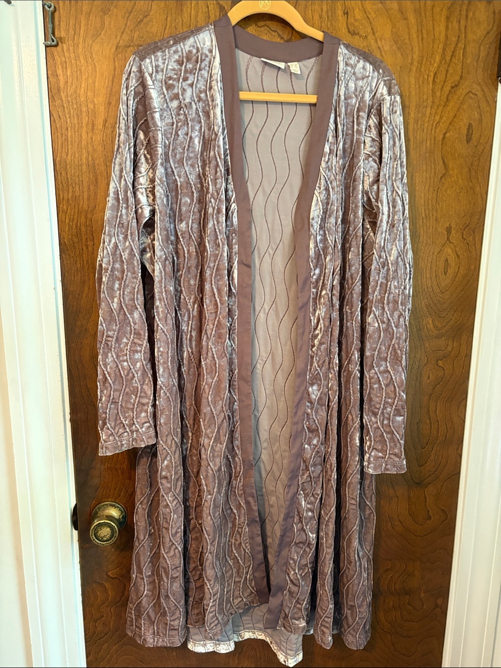 Lavish Velvet Open-Front coat cardigan in Mauve for Fall